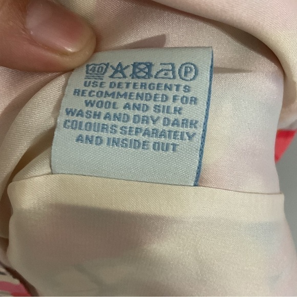 Boden Womens Silk Floral Dress Pink Yellow Short Sleeve Scoop Neck Pleated 6R - Picture 7 of 12